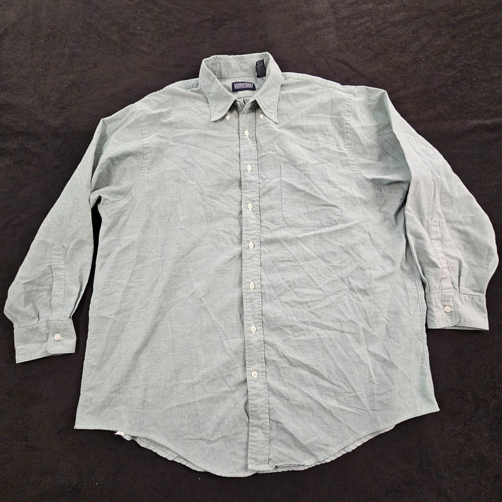 Lands' End Light Green Long Sleeve Cotton Button-Up Shirt Men's 18-34
